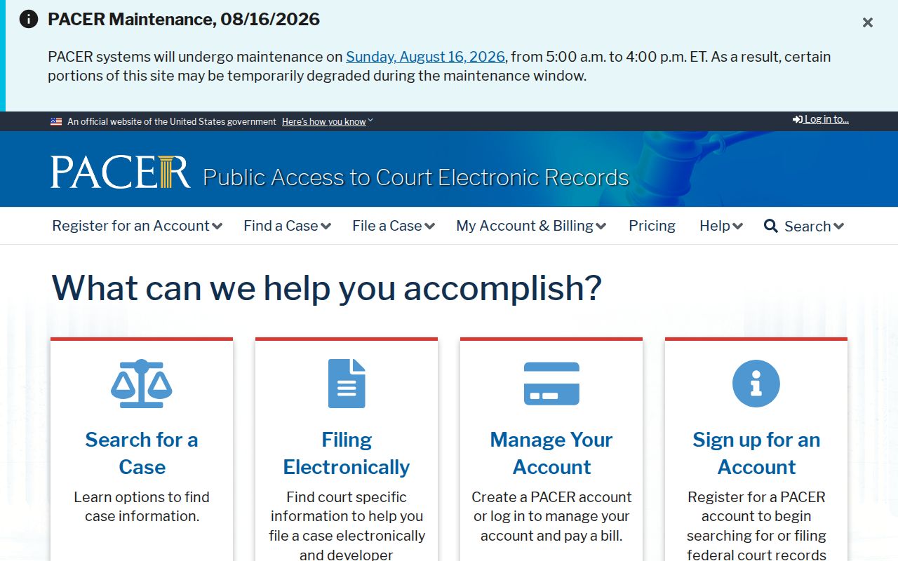 Dothan resident lookup through the federal PACER case system